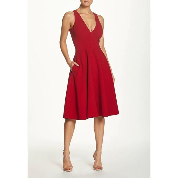 Dress the Population Red Midi Dress - Picture 1 of 9